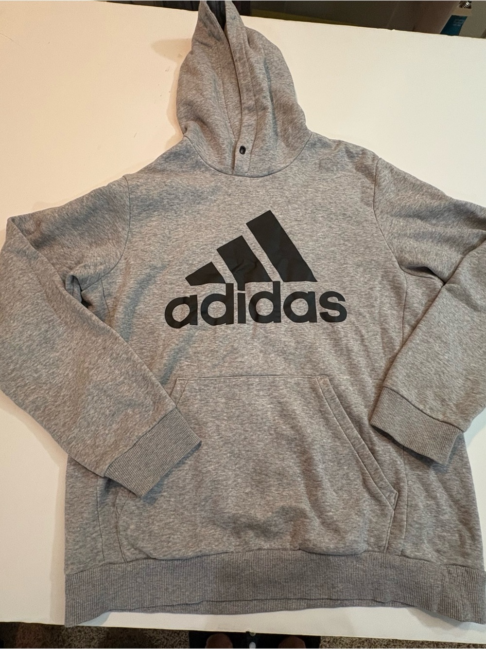 adidas Men’s/Unisex Gray Big Logo Hoodie Sweatshirt Size Medium